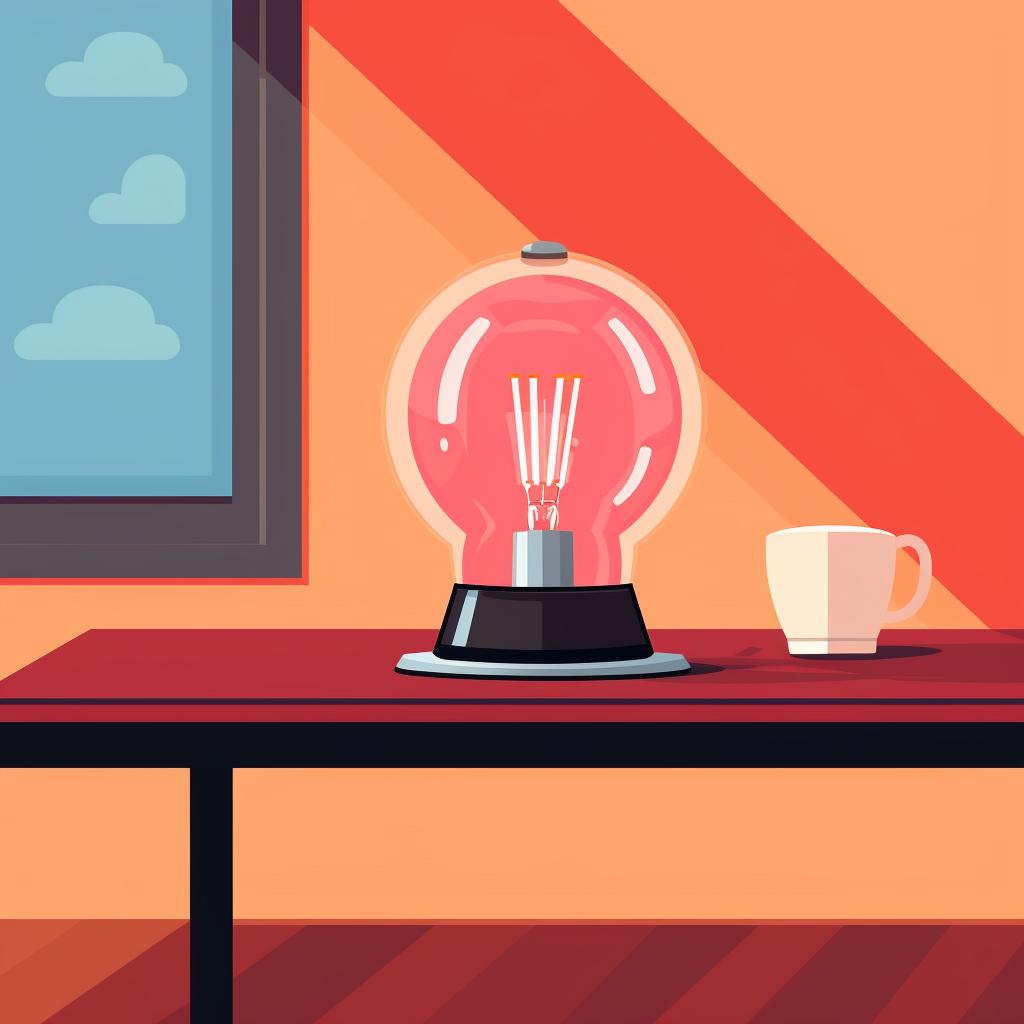 A UVB bulb and a heat lamp on a table
