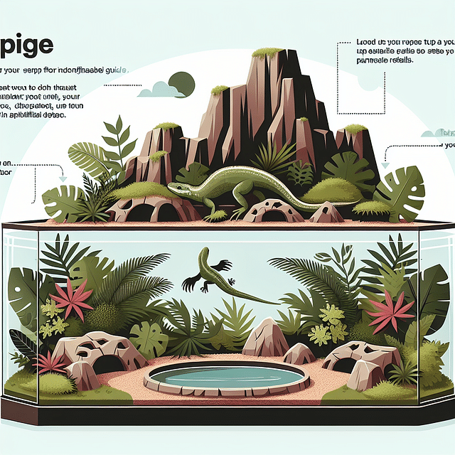 reptile terrarium with Jurassic theme decorations