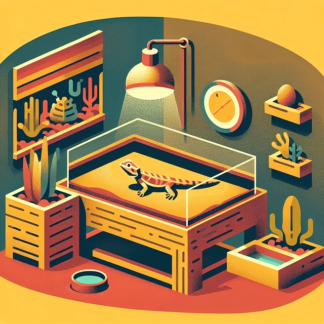 elevated basking area in a bearded dragon tank