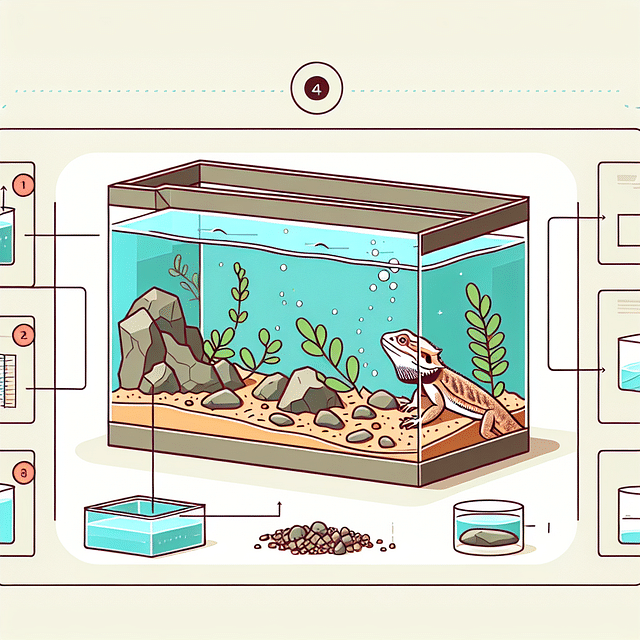 shallow water feature in a bearded dragon tank