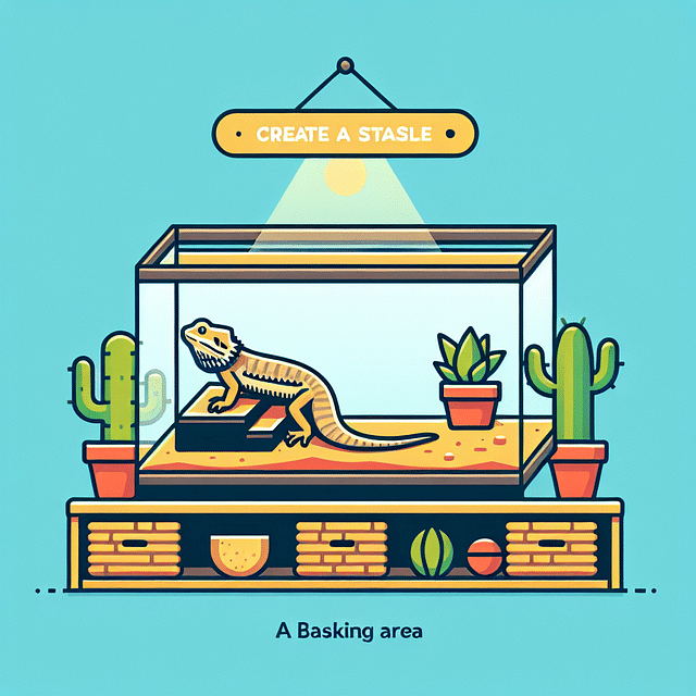 basking area in bearded dragon tank