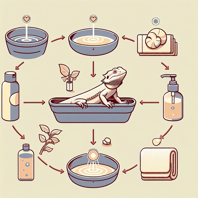 bearded dragon bath supplies arranged neatly