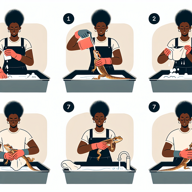 rinsing and drying a bearded dragon after a bath